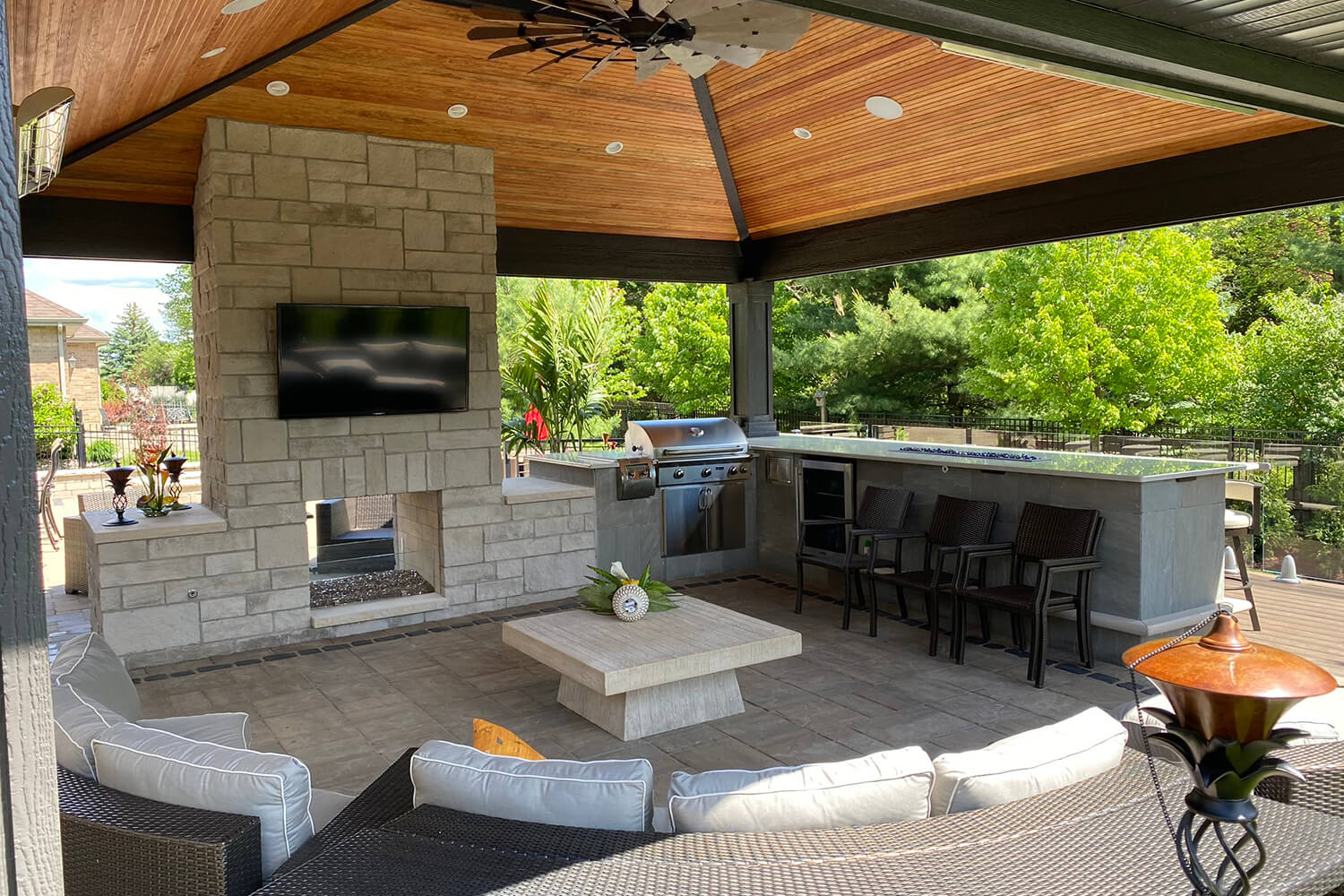 Design Transformation with Pergola, Outdoor Kitchen, and Landscape Design by A Touch of Green