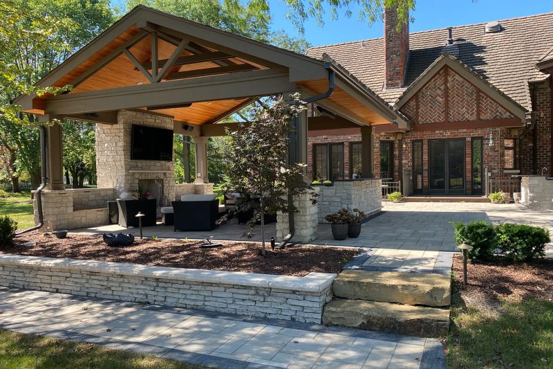 Pergolas, Paver Patio, and Landscape Design by A Touch of Green