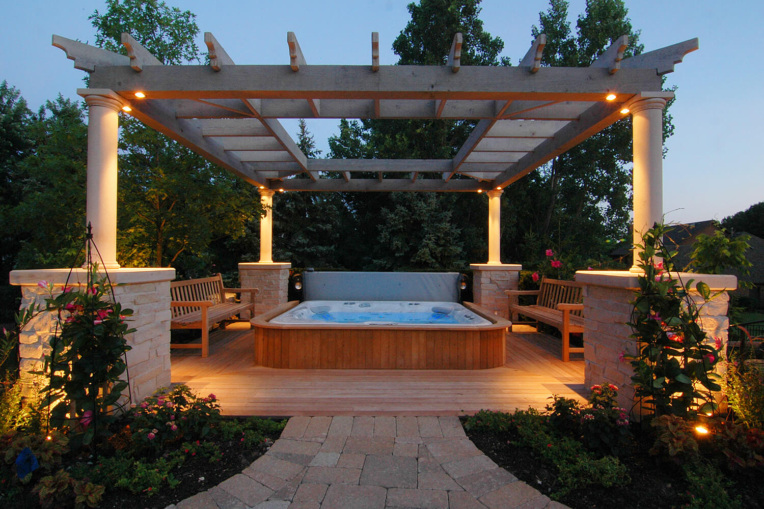 Pergola, Paver Patio, and Landscape Design by A Touch of Green