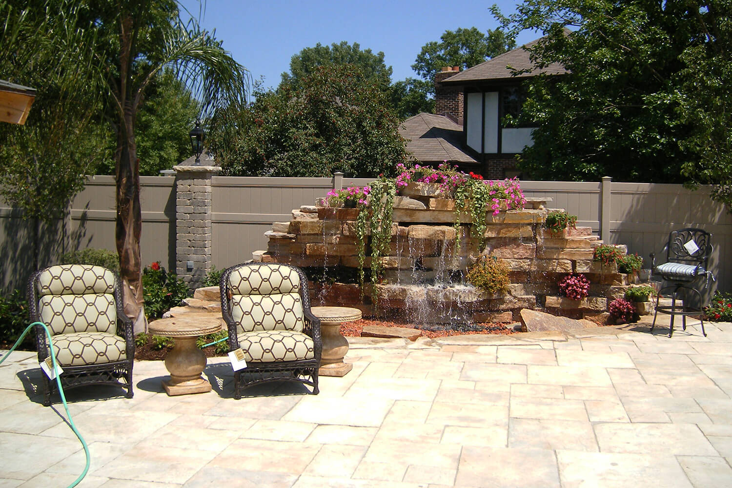 Water Feature, Paver Patio, and Landscape Design by A Touch of Green